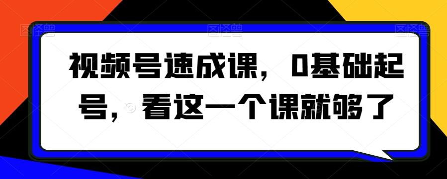 视频号速成课，​0基础起号，看这一个课就够了-网创资源