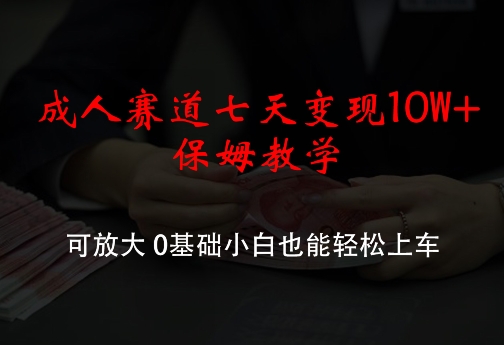 成人赛道七天变现10W+保姆教学，可放大，0基础小白也能轻松上车【揭秘】-网创资源
