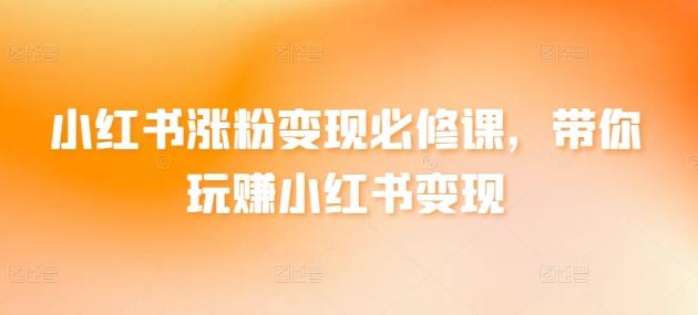 小红书涨粉变现必修课，带你玩赚小红书变现-网创资源