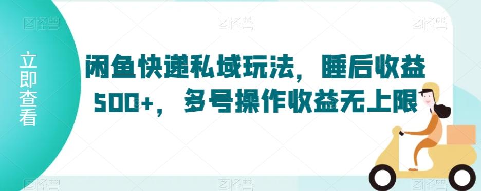 闲鱼快递私域玩法，睡后收益500+，多号操作收益无上限【揭秘】-网创资源