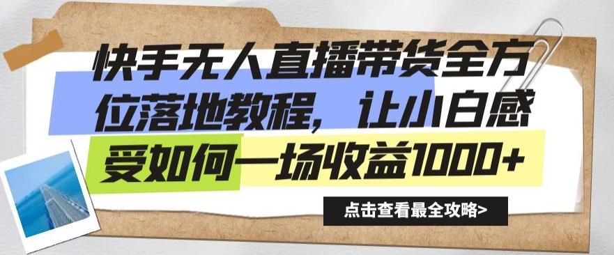 快手无人直播带货全方位落地教程，让小白感受如何一场收益1000+【揭秘】-网创资源