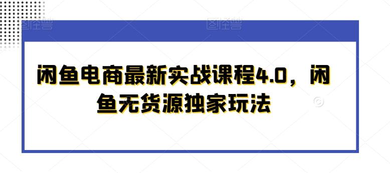 闲鱼电商最新实战课程4.0，闲鱼无货源独家玩法-网创资源