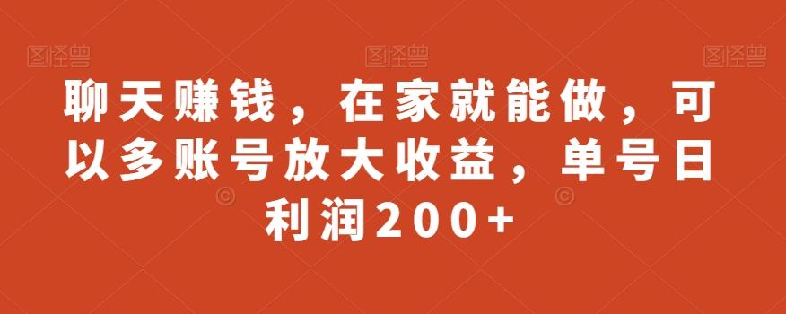 聊天赚钱，在家就能做，可以多账号放大收益，单号日利润200+-网创资源