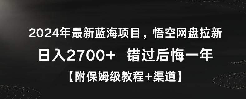 2024年最新蓝海项目，悟空网盘拉新，日入2700+错过后悔一年【附保姆级教程+渠道】【揭秘】-网创资源