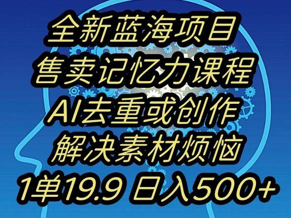 蓝海项目记忆力提升，AI去重，一单19.9日入500+【揭秘】-网创资源