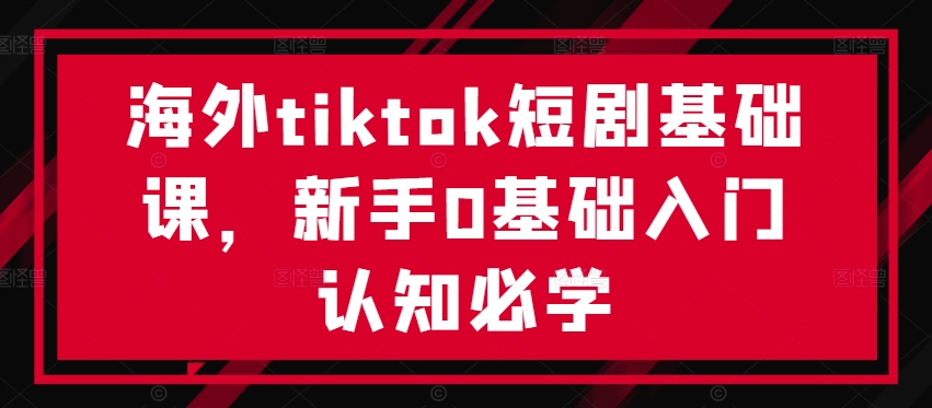 海外tiktok短剧基础课，新手0基础入门认知必学-网创资源