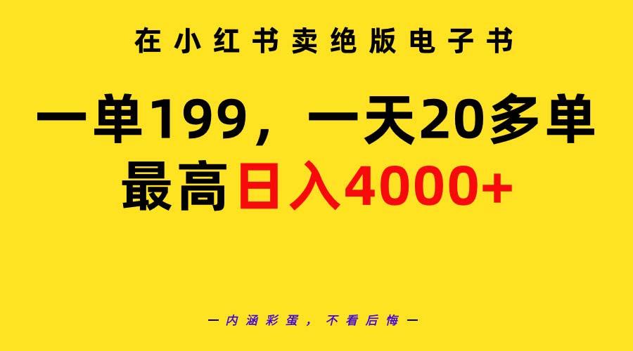 (9401期)在小红书卖绝版电子书，一单199 一天最多搞20多单，最高日入4000+教程+资料-网创资源