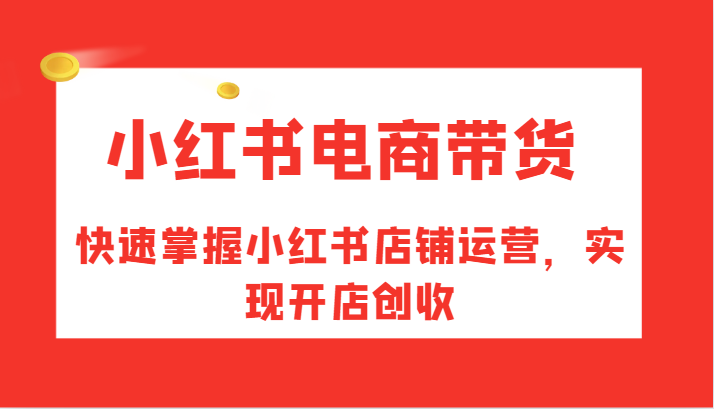 小红书电商带货，快速掌握小红书店铺运营，实现开店创收-网创资源