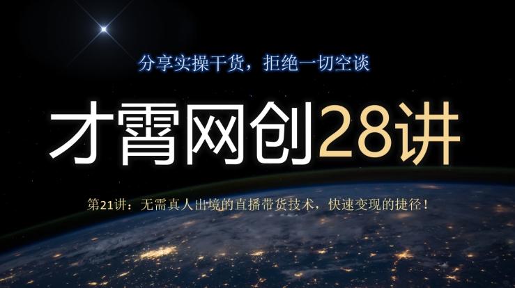 才霄网创28讲第21讲：无需真人出境的直播带货技术，快速变现的捷径！-网创资源