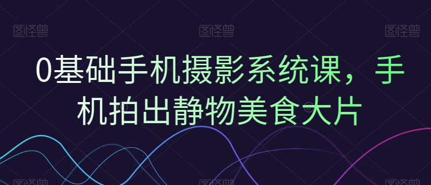 0基础手机摄影系统课，手机拍出静物美食大片-网创资源