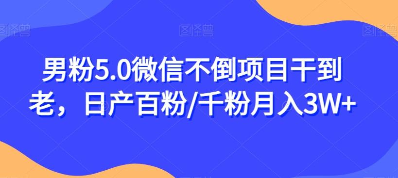 男粉5.0微信不倒项目干到老，日产百粉/千粉月入3W+【揭秘】-网创资源