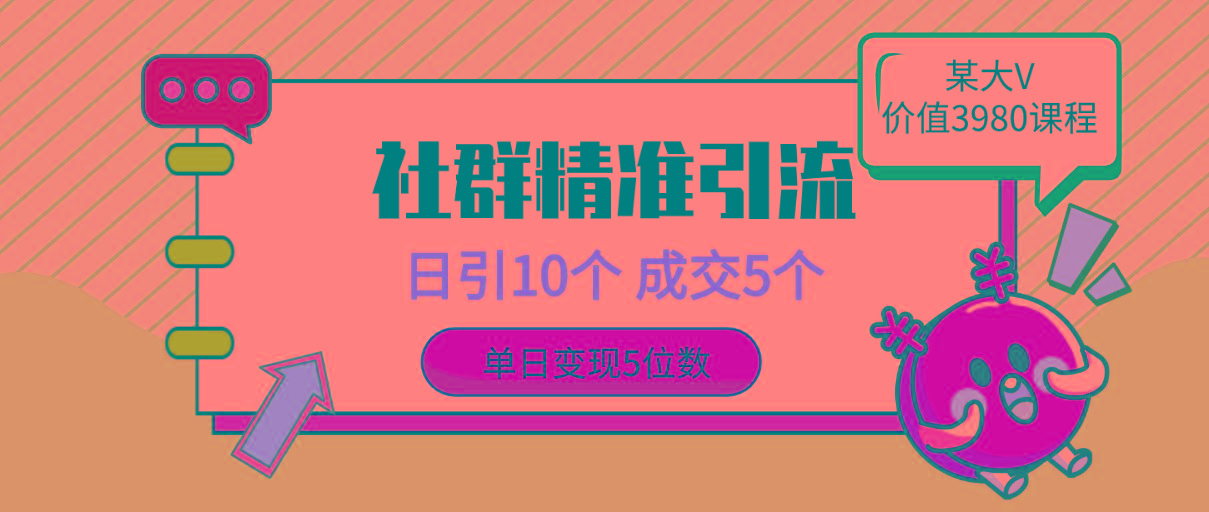 (9870期)社群精准引流高质量创业粉，日引10个，成交5个，变现五位数-网创资源