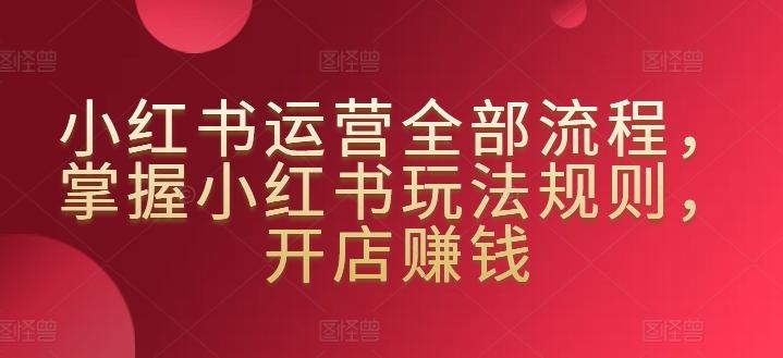 小红书运营全部流程，掌握小红书玩法规则，开店赚钱-网创资源