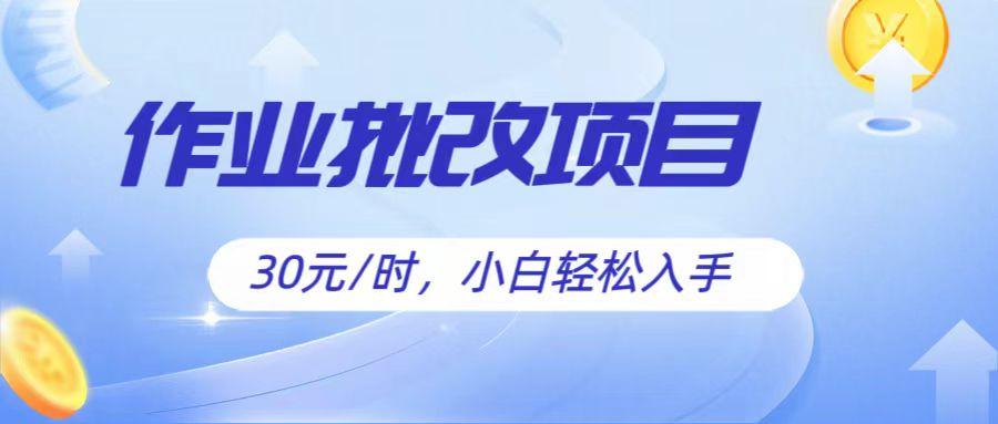 作业批改项目30元/时，简单小白轻松入手，非常适合兼职-网创资源