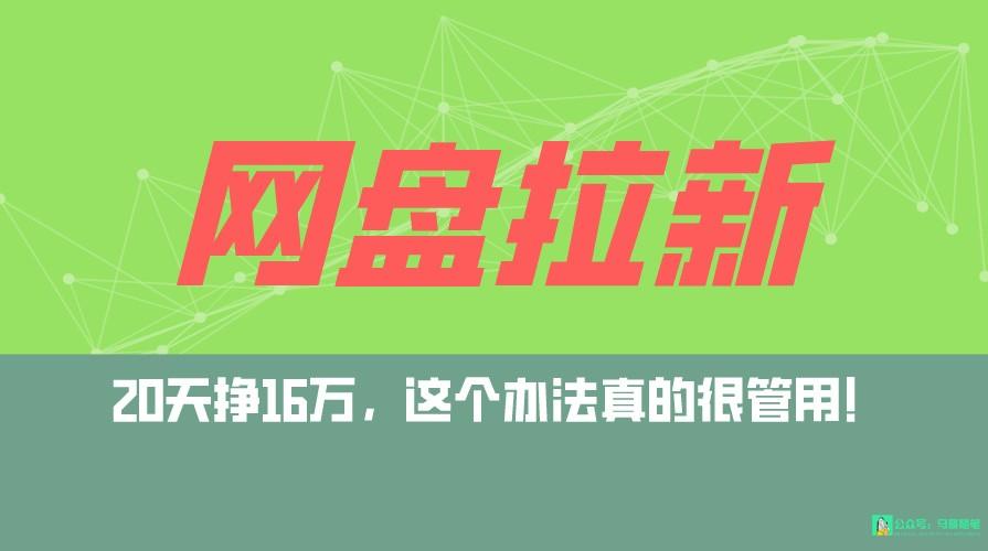 网盘拉新+私域全自动玩法，0粉起号，小白可做，当天见收益，已测单日破5000-网创资源