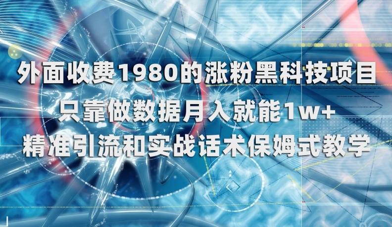 外面收费1980的涨粉黑科技项目，只靠做数据月入就能1w+【揭秘】-网创资源