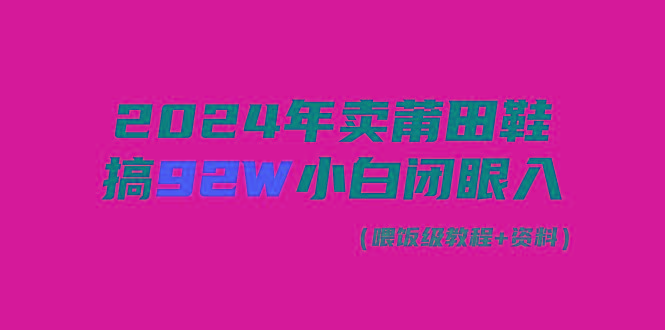 (9329期)2024年卖莆田鞋，搞了92W，小白闭眼操作！-网创资源