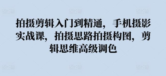 拍摄剪辑入门到精通，​手机摄影实战课，拍摄思路拍摄构图，剪辑思维高级调色-网创资源