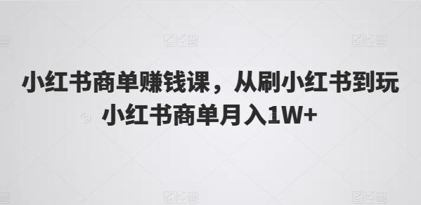 小红书商单赚钱课，从刷小红书到玩小红书商单月入1W+-网创资源