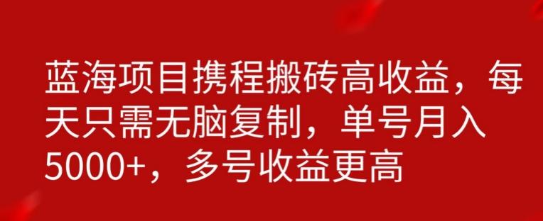 携程搬砖项目，只需每天无脑复制，月入5000+-网创资源