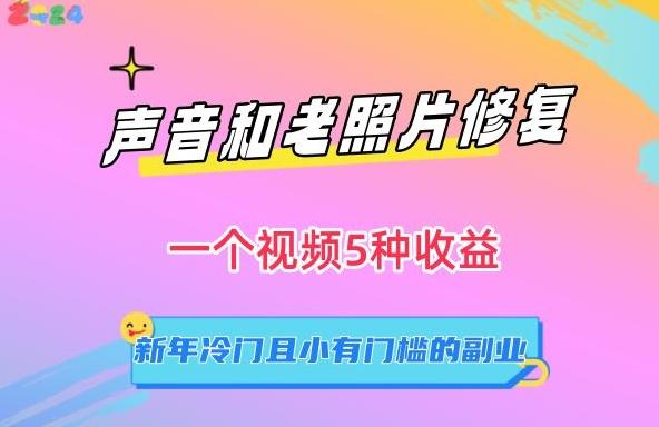 声音和老照片修复，一个视频5种收益，新年冷门且小有门槛的副业【揭秘】-网创资源