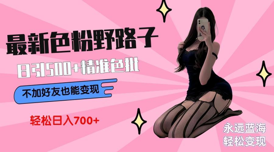 最新色粉变现野路子，日引500+老色批 可不加好友直接变现 小白轻松日入700+-网创资源