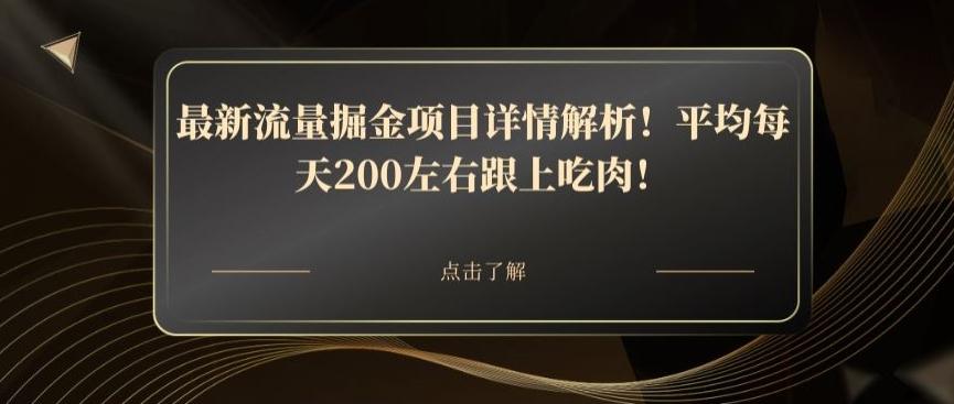 最新流量掘金项目详情解析！平均每天200左右跟上吃肉！-网创资源