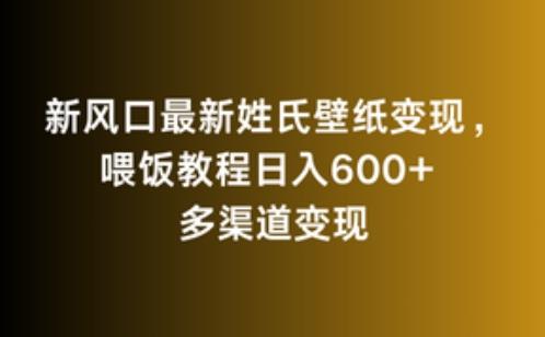 新风口最新姓氏壁纸变现，喂饭教程日入600+【揭秘】-网创资源