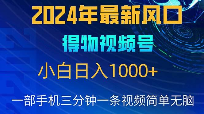 2024年5月最新蓝海项目，小白无脑操作，轻松上手，日入1000+-网创资源