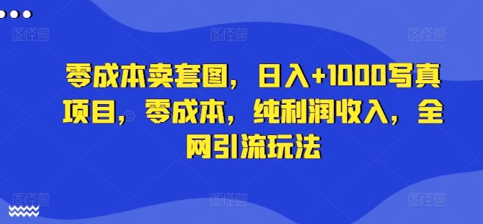 零成本卖套图，日入+1000写真项目，零成本，纯利润收入，全网引流玩法-网创资源