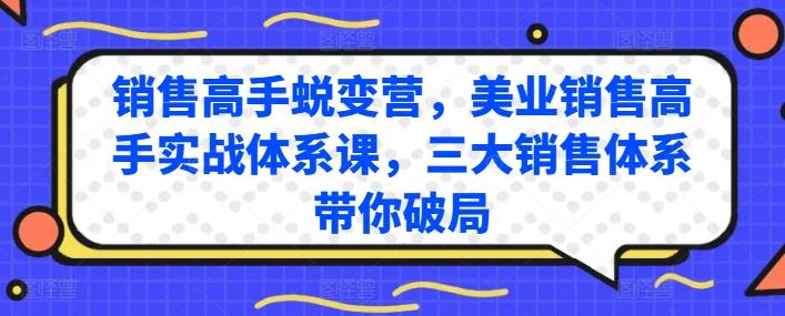 销售高手蜕变营，美业销售高手实战体系课，三大销售体系带你破局-网创资源