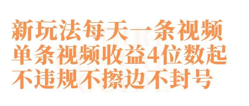 快手新玩法每天一条视频单条视频收益4位数起不违规不擦边不封号【揭秘】-网创资源