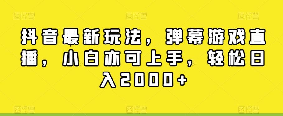 抖音最新玩法，弹幕游戏直播，小白亦可上手，轻松日入2000+-网创资源