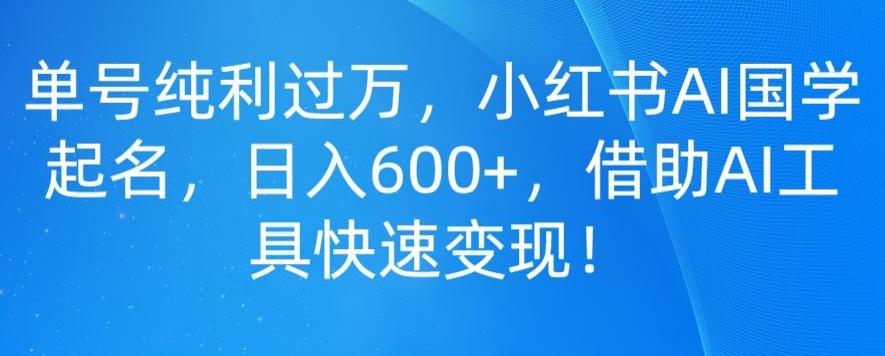 单号纯利过万，小红书AI国学起名，日入600+，借助AI工具快速变现-网创资源