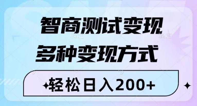 智商测试变现，轻松日入200+，几分钟一个视频，多种变现方式-网创资源