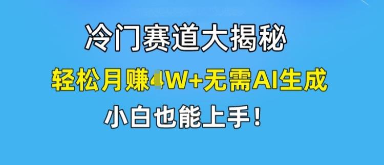 冷门赛道大揭秘，轻松月赚1W+无需AI生成，小白也能上手【揭秘】-网创资源