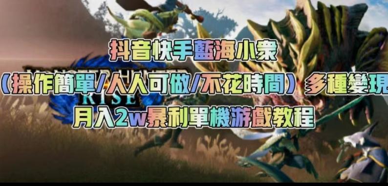 抖音快手蓝海小众（操作简单人人可做不花时间）多种变现月入2w＋暴利单机游戏教程-网创资源