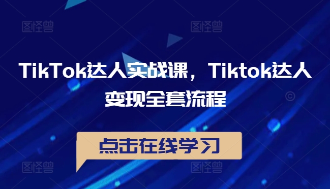 TikTok达人实战课，Tiktok达人变现全套流程-网创资源