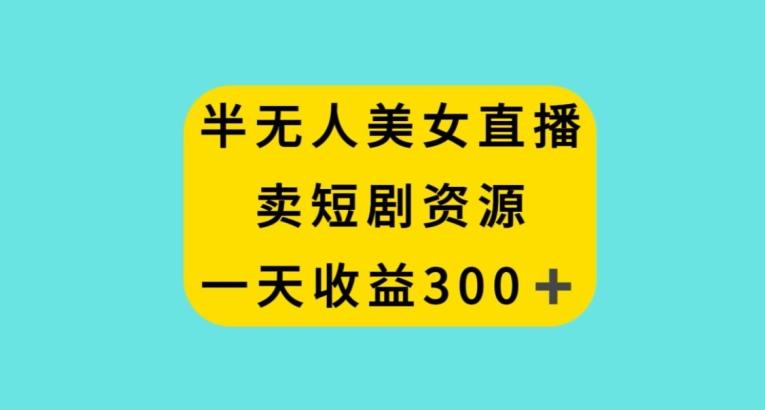 半无人美女直播，卖短剧资源，一天收益300+【揭秘】-网创资源