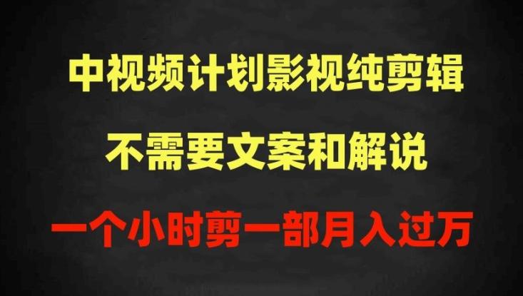 中视频计划影视纯剪辑，不需要文案和解说，一个小时剪一部，100%过原创月入过万【揭秘】-网创资源