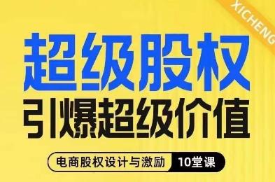 超级股权引爆超级价值，电商股权设计与激励10堂线上课-网创资源