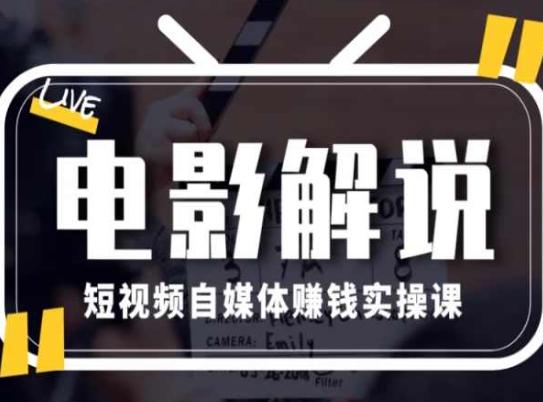 电影解说短视频自媒体赚钱实操课，教你做电影解说短视频，月赚1万-网创资源