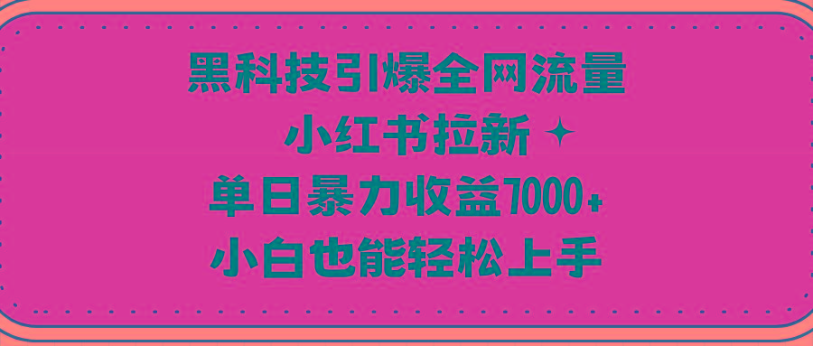 (9679期)黑科技引爆全网流量小红书拉新，单日暴力收益7000+，小白也能轻松上手-网创资源