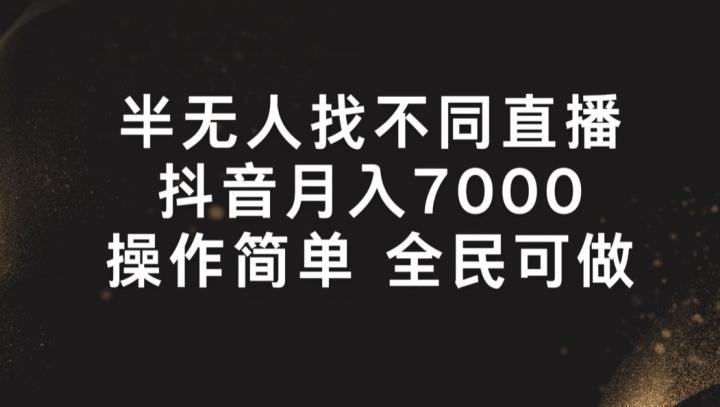 半无人找不同直播，月入7000+，操作简单 全民可做【揭秘】-网创资源
