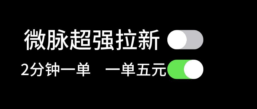 微脉超强拉新， 两分钟1单， 一单利润5块，适合小白-网创资源