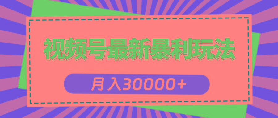 视频号最新暴利玩法，轻松月入30000+-网创资源