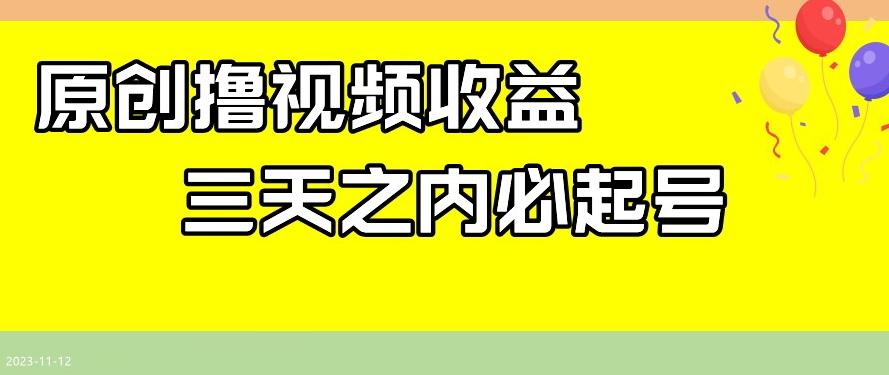 最新撸视频收益，三天之内必起号，一天保底100+【揭秘】-网创资源