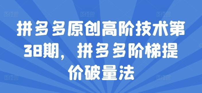 拼多多原创高阶技术第38期，拼多多阶梯提价破量法-网创资源