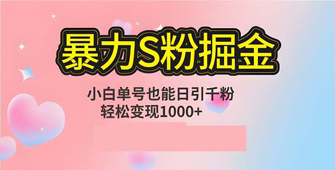 单人单机日引千粉，变现1000+，S粉流量掘金计划攻略-网创资源