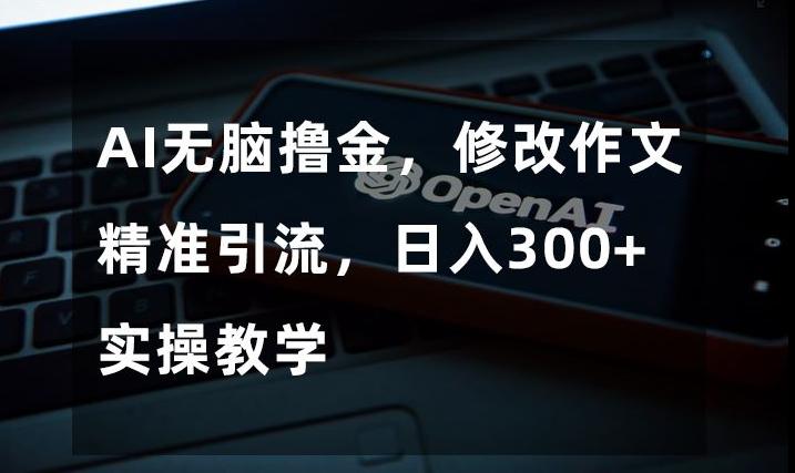 AI无脑撸金，修改作文精准引流，日入300+，实操教学【揭秘】-网创资源